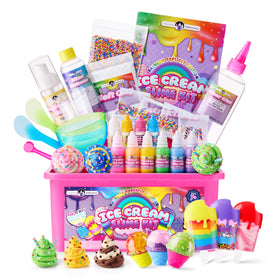 Original Stationery Ice Cream Slime Kit Rainbow Popsicle Edition, bright color swirls for creative play