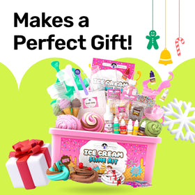 Original Stationery Ice Cream Slime Kit storage container keeps supplies organized.