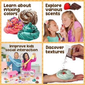 Original Stationery Ice Cream Slime Kit textures invite stretch and color mixing.