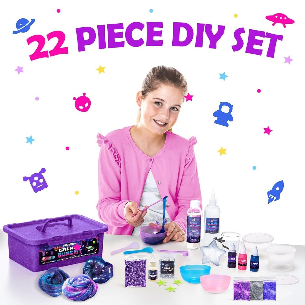 Original Stationery Mini Galaxy Slime Kit glitter and sparkles for tactile play