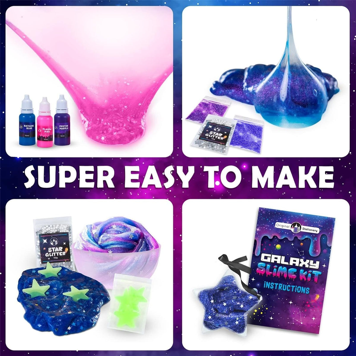 Original Stationery Mini Galaxy Slime Kit glow powder provides night-time fun