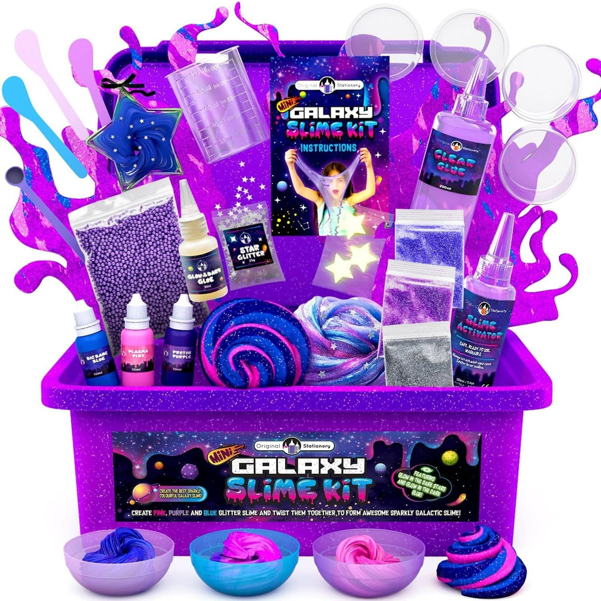 Original Stationery Mini Galaxy Slime Kit pour: kids create glow slime for a cosmic craft
