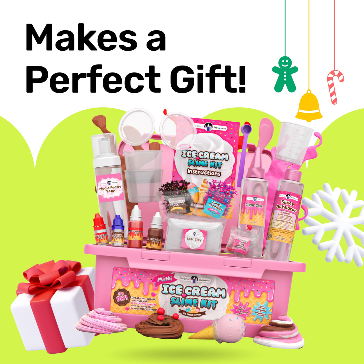 Original Stationery Slime Kit fits in a bag for portable creative fun on trips