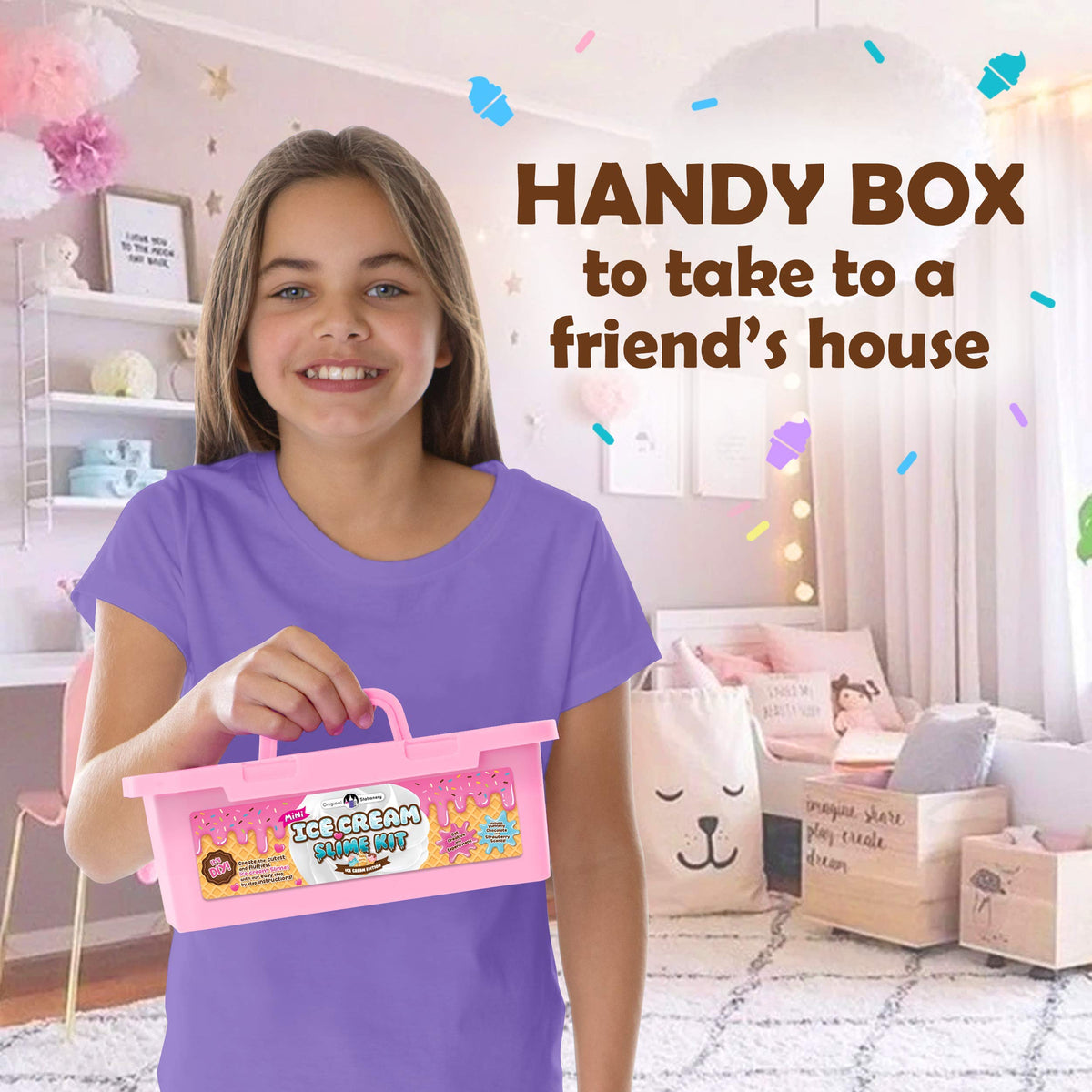 Original Stationery Slime Kit with tools in a jar for easy setup