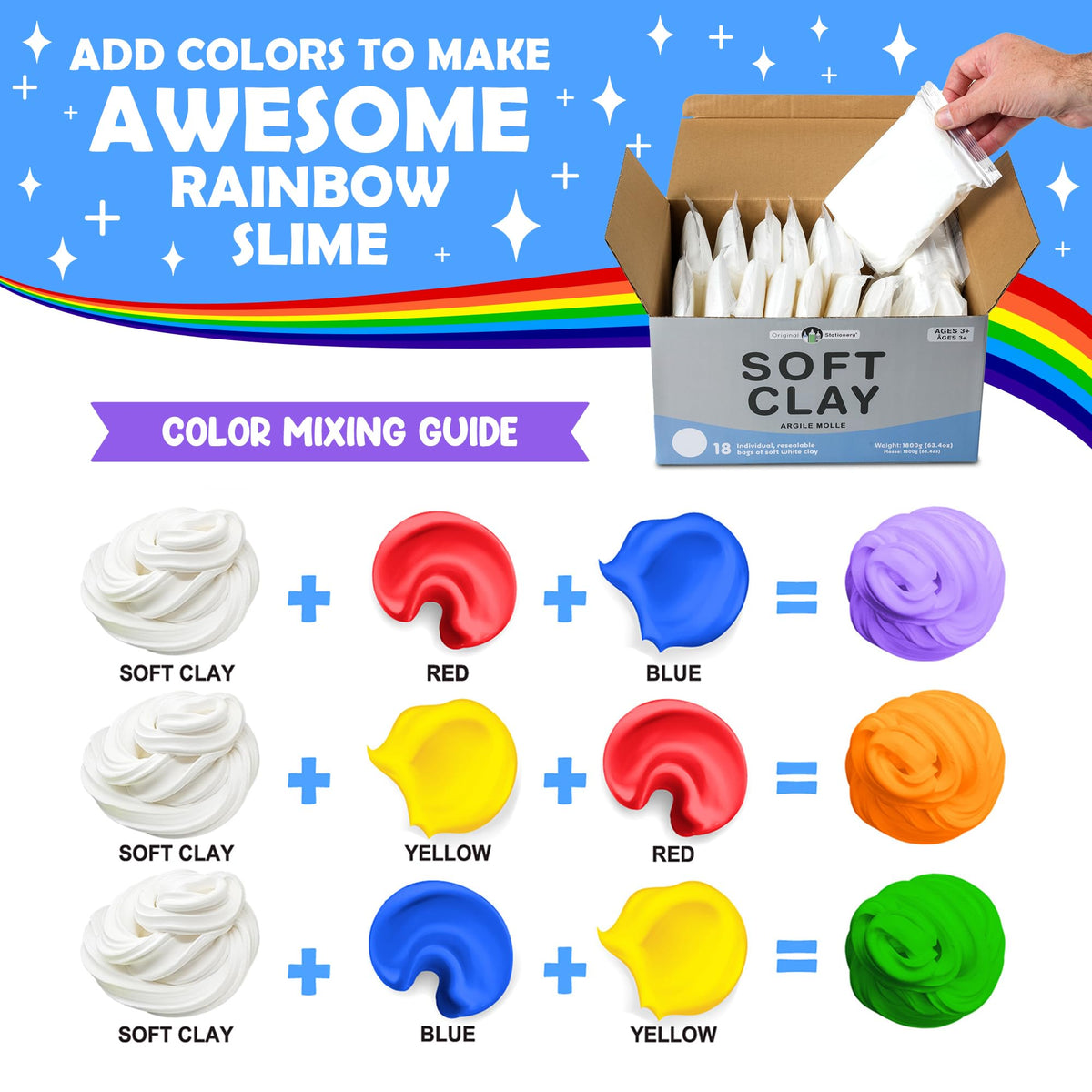 Original Stationery sensory play exploration with lightweight white clay