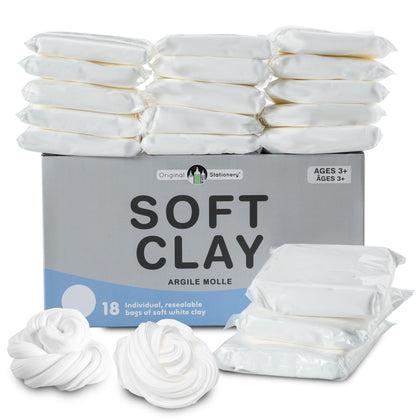 Original Stationery soft clay 4lb white air-dry texture closeup for kids crafts