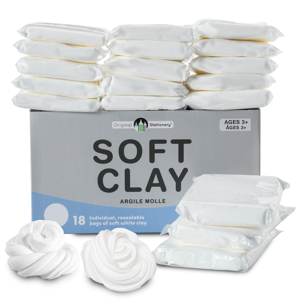 Original Stationery soft clay 4lb white air-dry texture closeup for kids crafts
