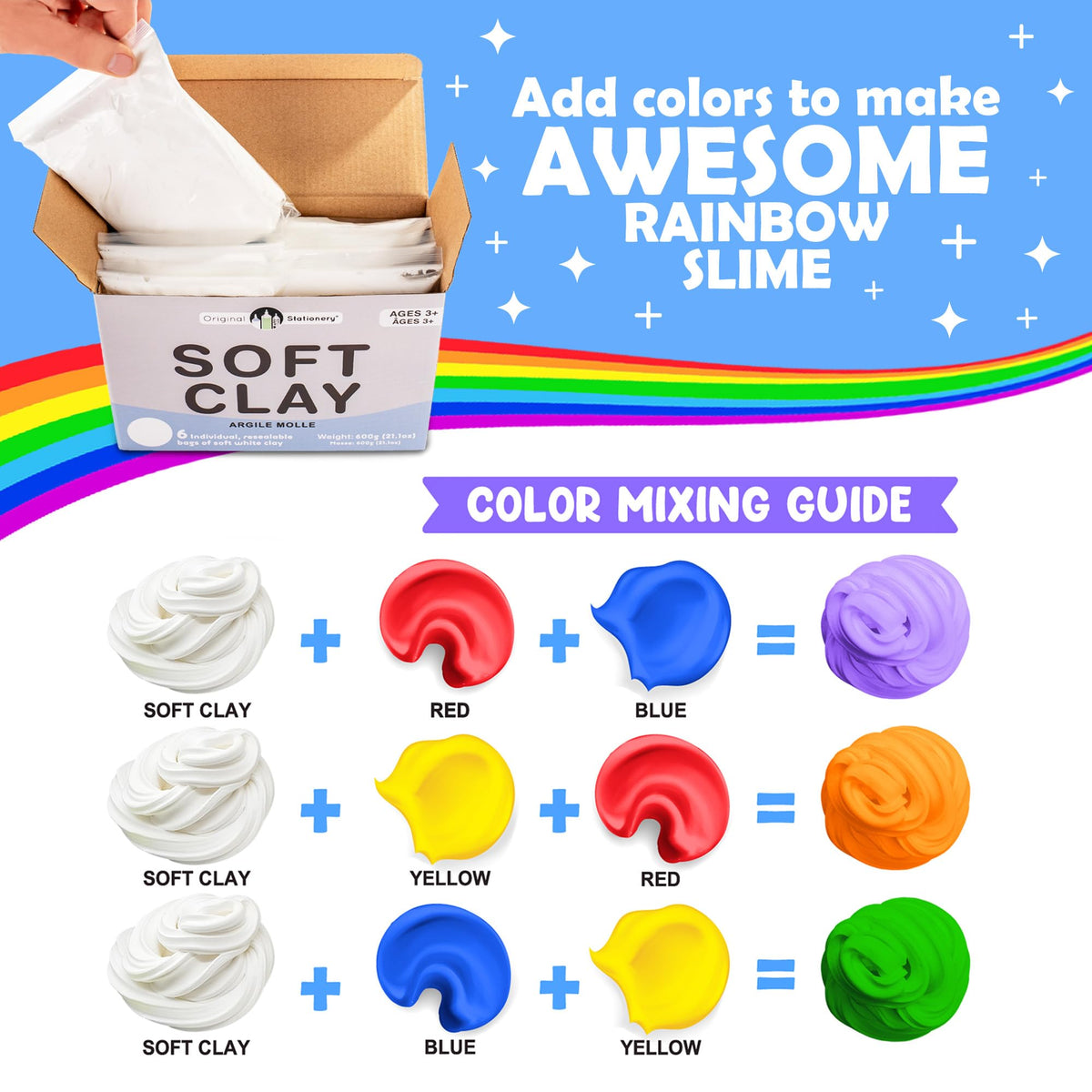 Original Stationery soft clay ideal for kids’ creative play and fine motor skills.