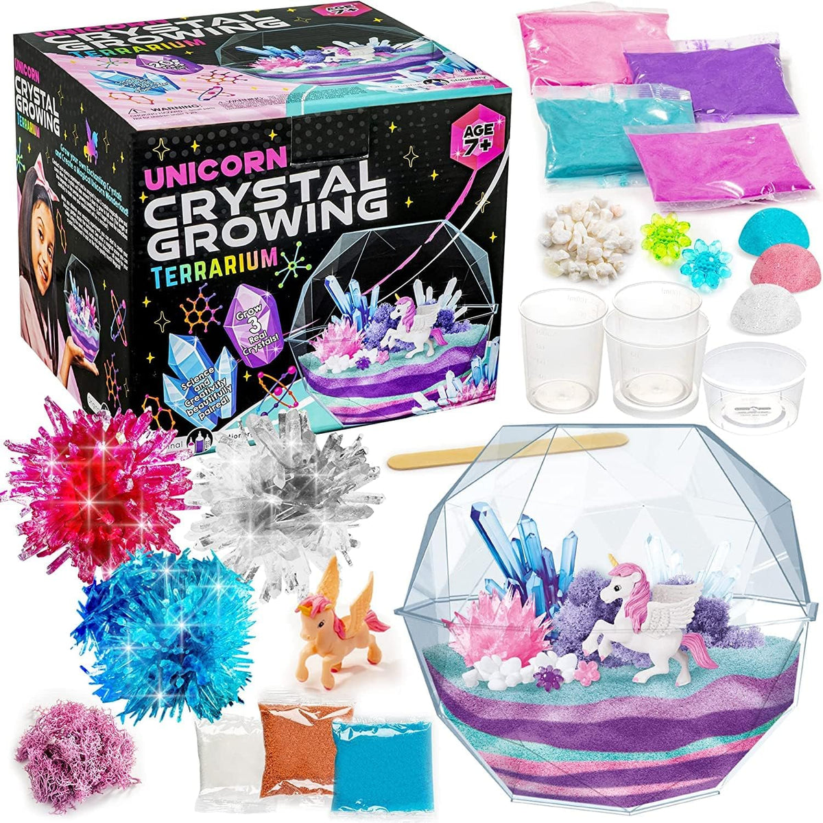 Original Stationery Unicorn Crystal Growing Kit terrarium ready for imaginative play and learning.