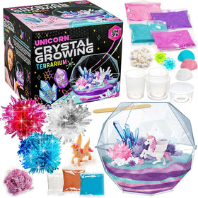 Original Stationery Unicorn Crystal Growing Kit terrarium ready for imaginative play and learning.