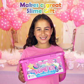 Original Stationery Unicorn Slime Kit playdate setup encourages teamwork.