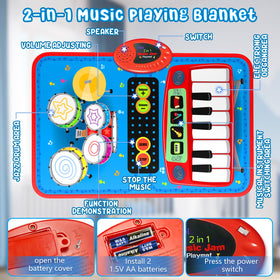 Oripira 2-in-1 musical mat with drums side and sticks for drumming