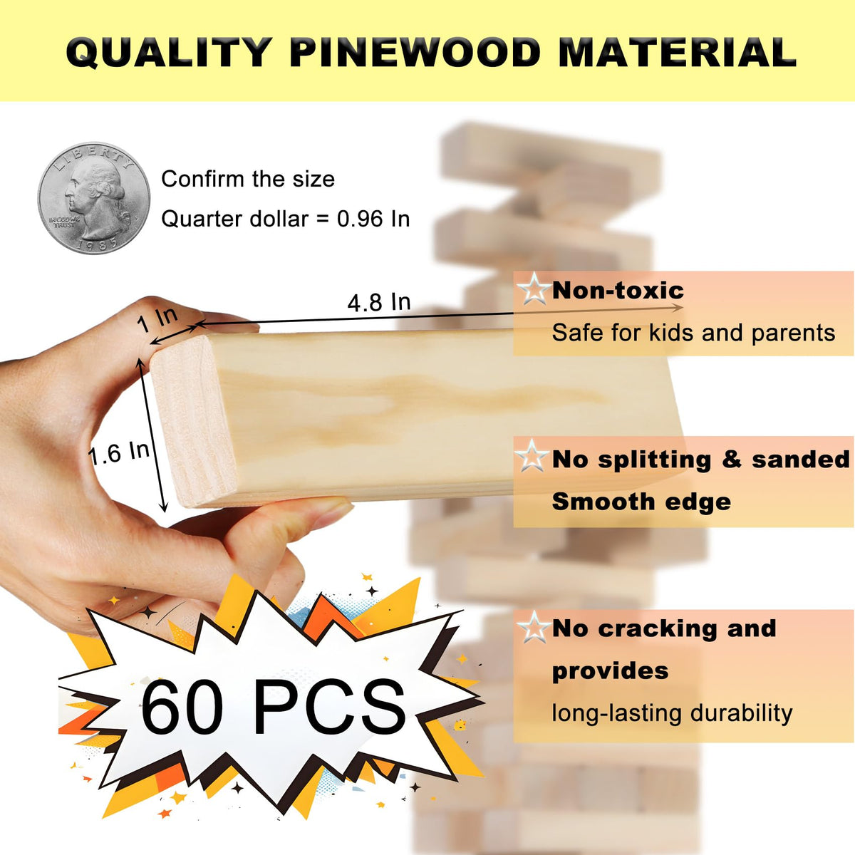 Orizliztion premium wood blocks with smooth edges for safe play