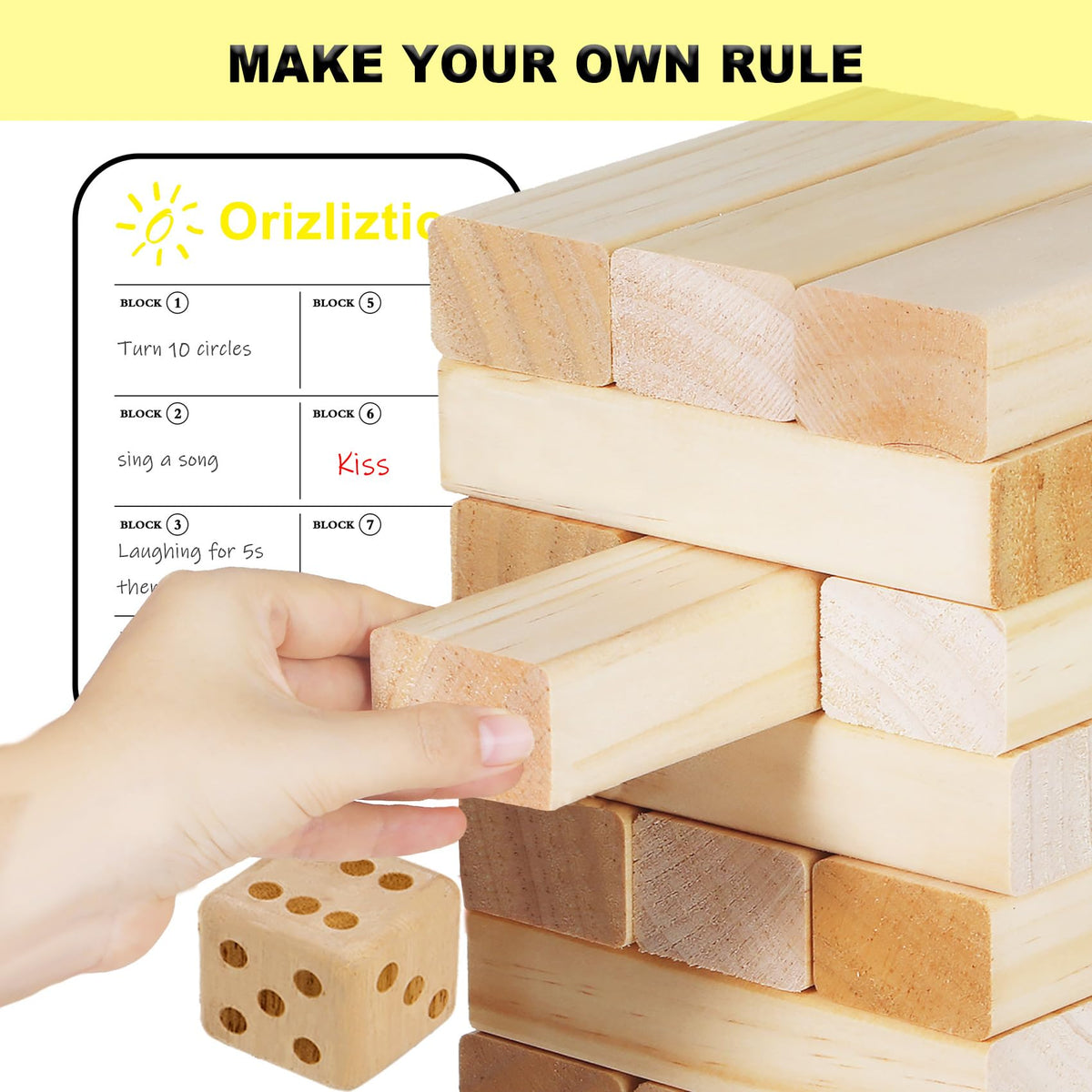 Orizliztion sanded wood edges with smooth finish for safe play.
