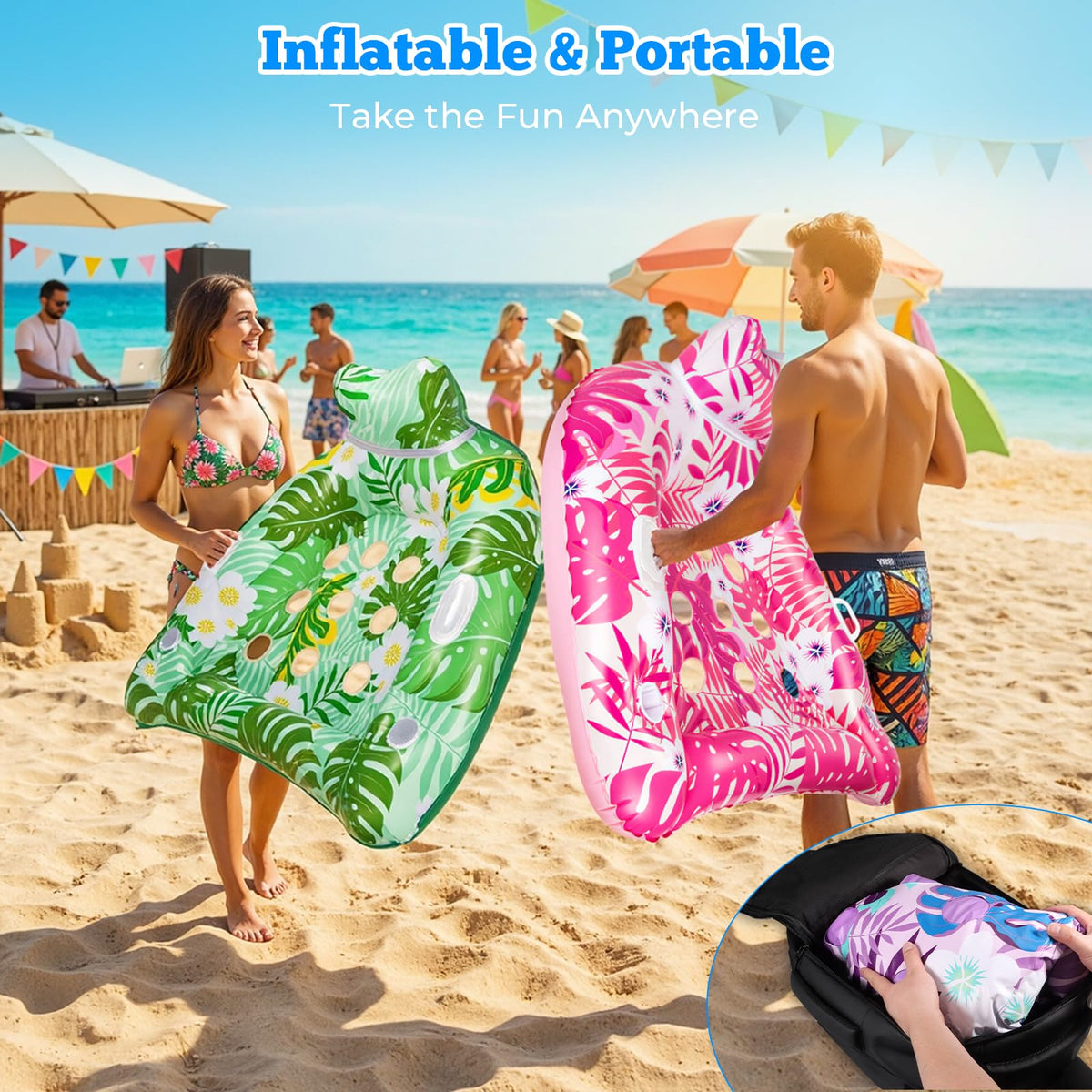 Ornnut XL pool floats include cup holders for drinks and essentials.