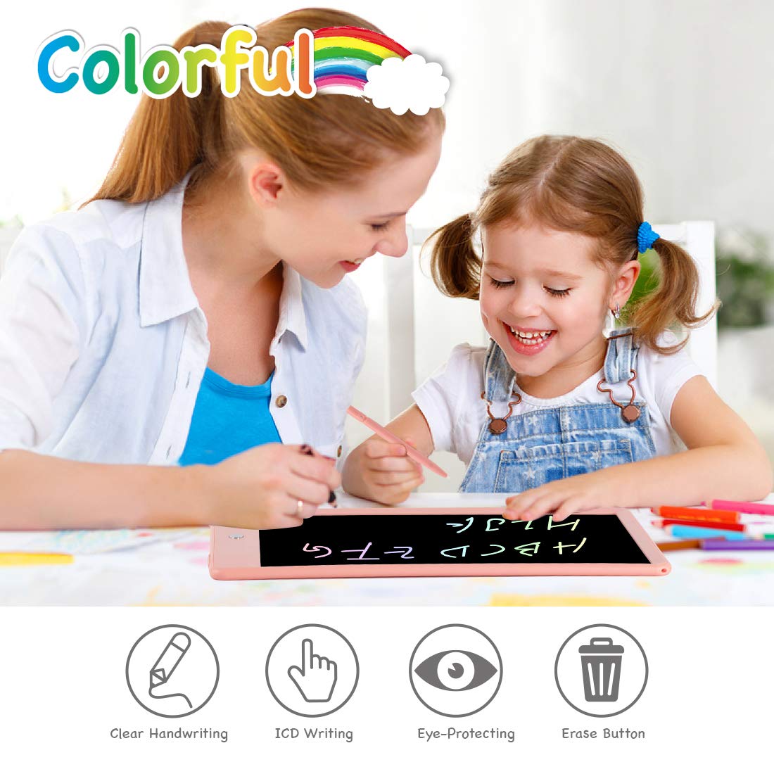 Kids drawing on ORSEN LCD tablet with color screen for imaginative art sessions