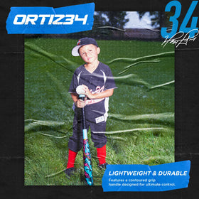Ortiz34 9-inch plastic balls designed for fast practice pitches.