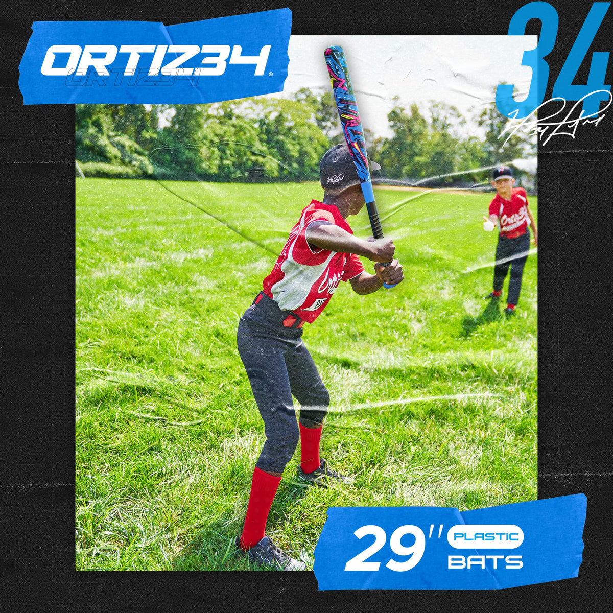 Ortiz34 backyard baseball set with graffiti bat and balls for outdoor play.