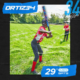 Ortiz34 backyard baseball set with graffiti bat and balls for outdoor play.