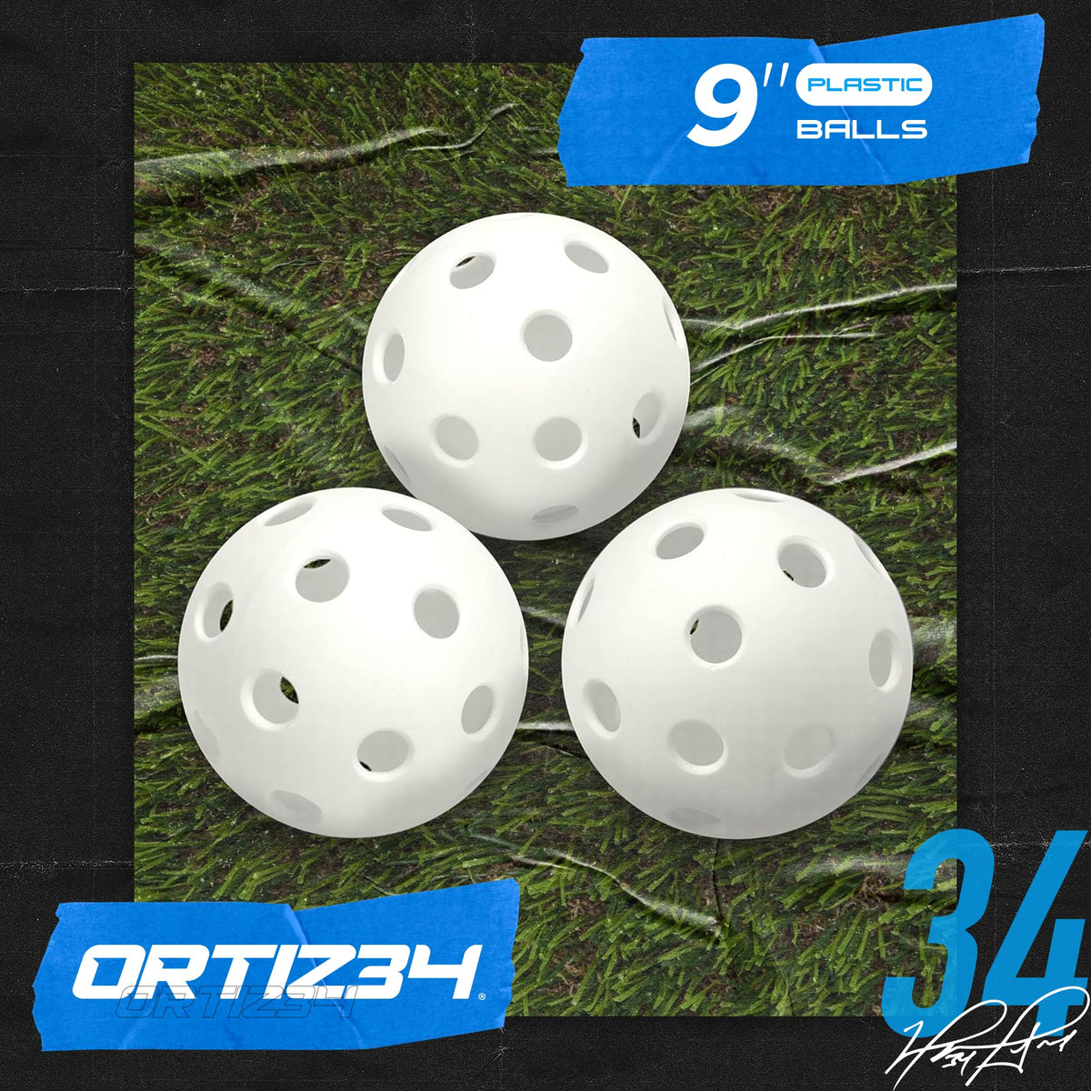 Ortiz34 plastic bat with a contoured grip for better control.