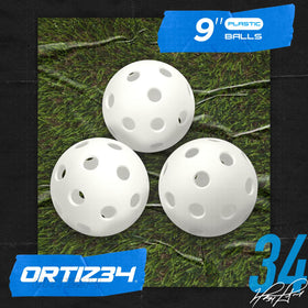 Ortiz34 plastic bat with a contoured grip for better control.