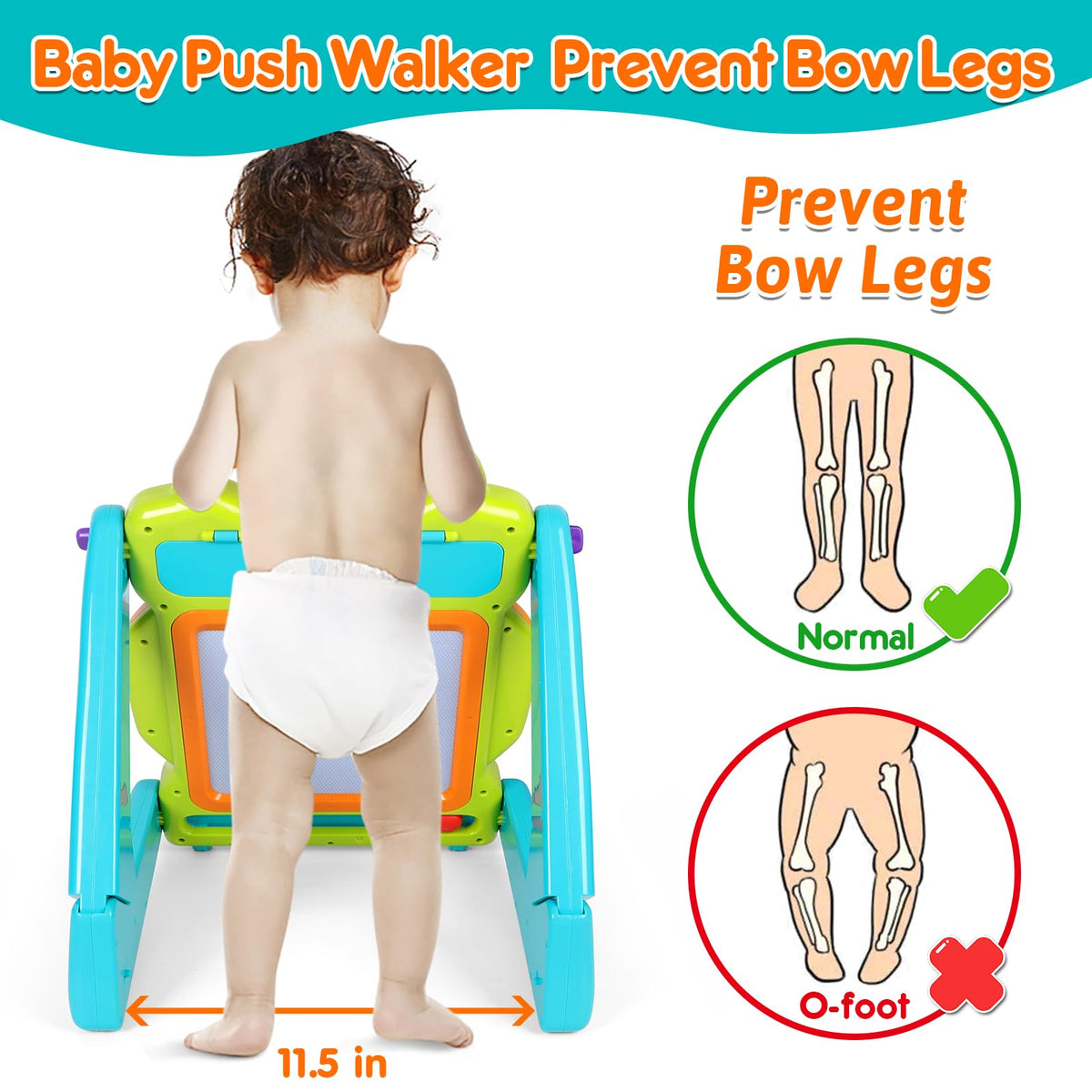 ORWINE 3-in-1 baby walker activity table showing driving scene and beads