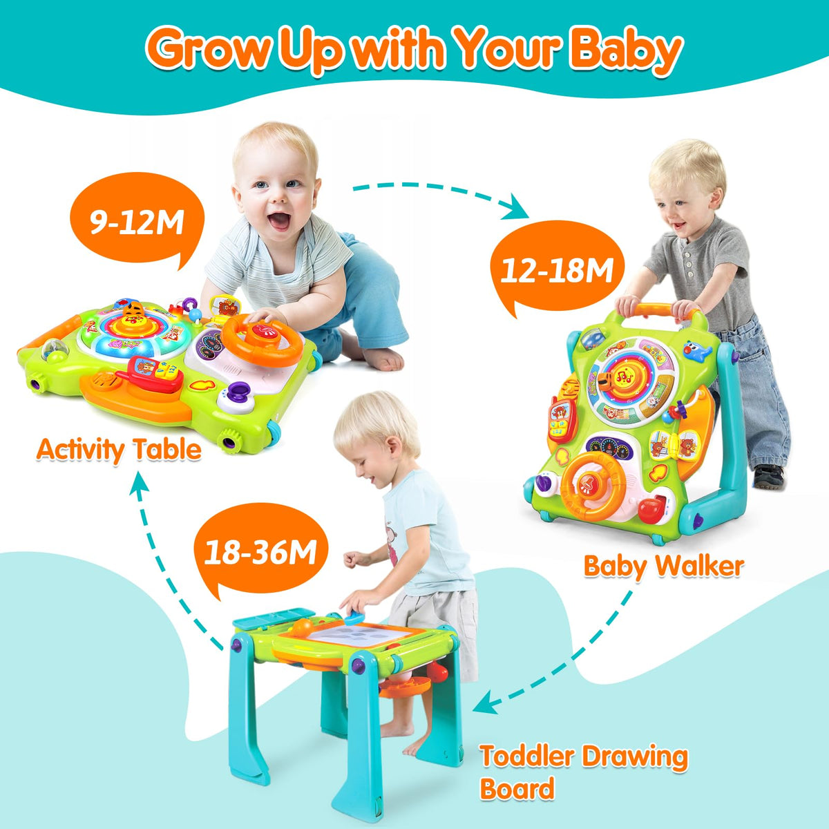 ORWINE 3-in-1 baby walker legs disassembled for easy storage and travel