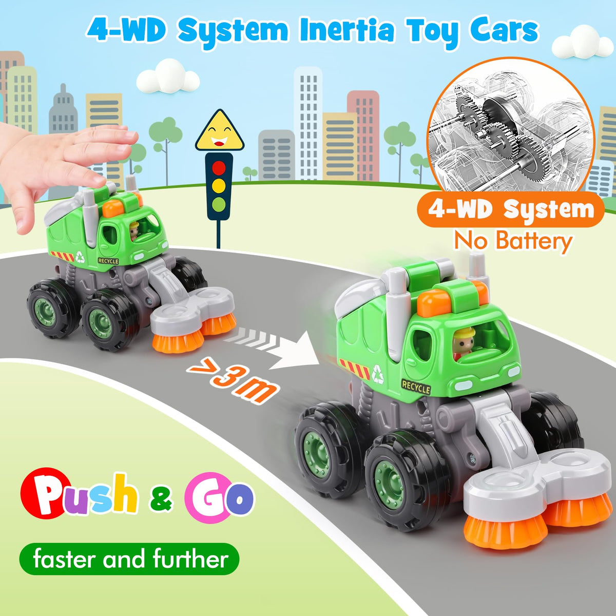 ORWINE 4WD construction vehicles deliver smooth rolling on floors, carpets, or sand