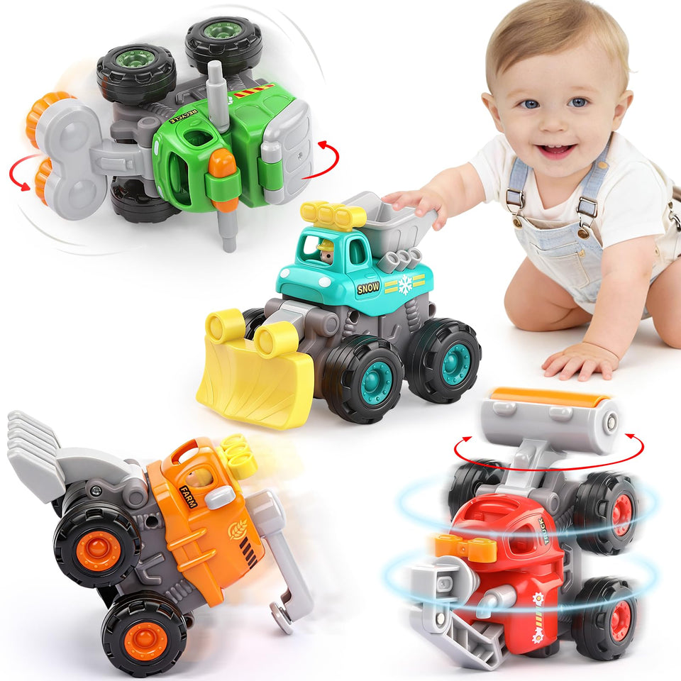ORWINE baby boy toy cars push-and-go set boosts fine motor skills during fun play