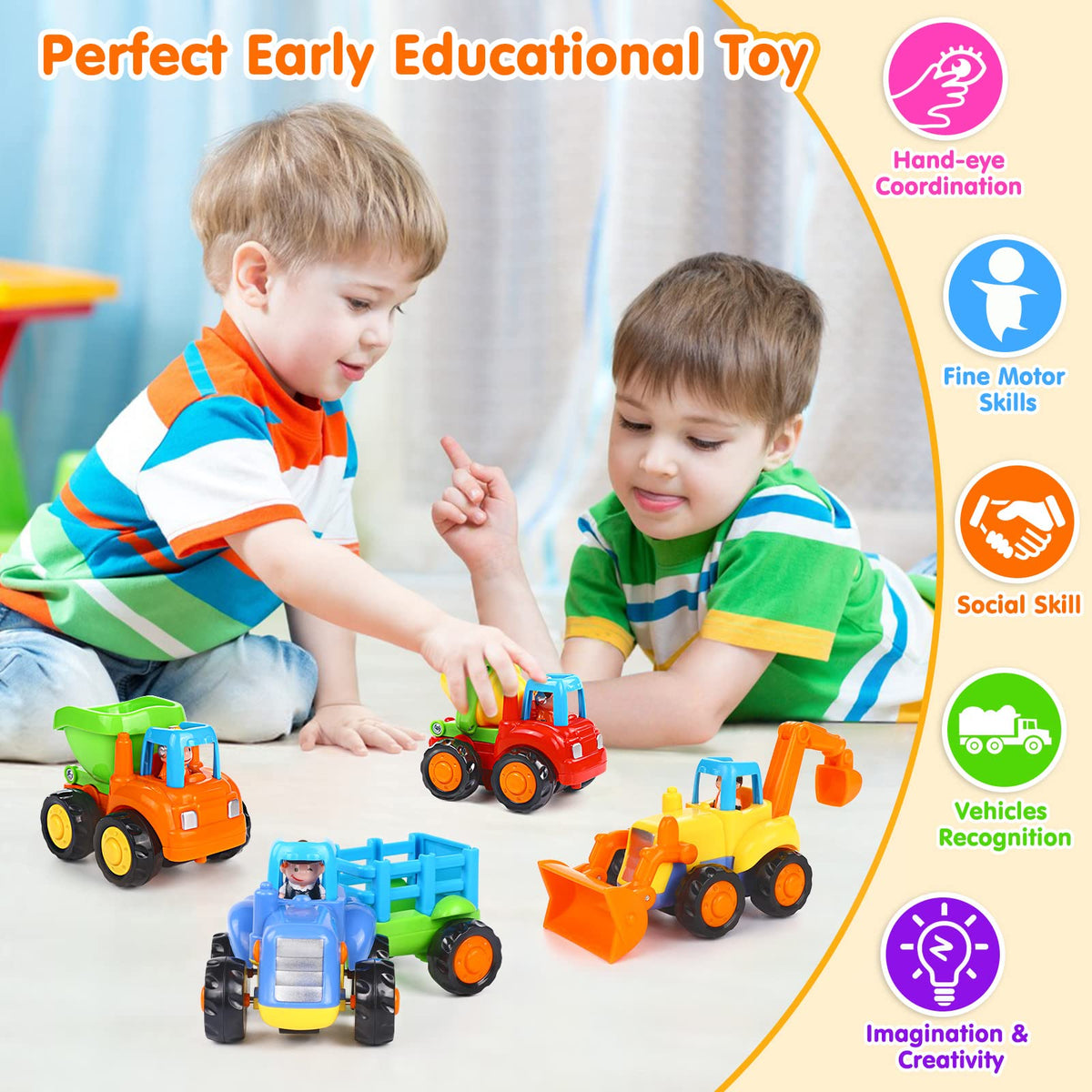 ORWINE Tractor push toy supports independent play and imaginative farming scenarios.