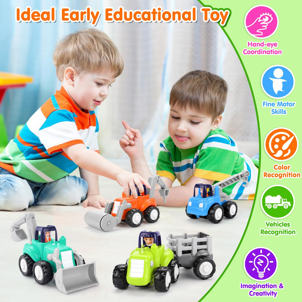 ORWINE Inertia Trucks tractor with wagon fosters cooperative play.