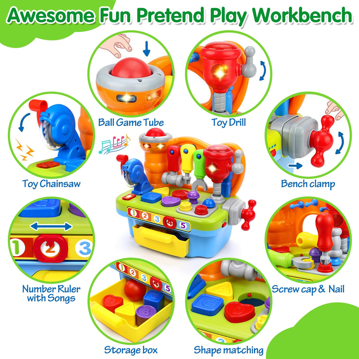 ORWINE toy workbench chainsaw for imaginative tool play
