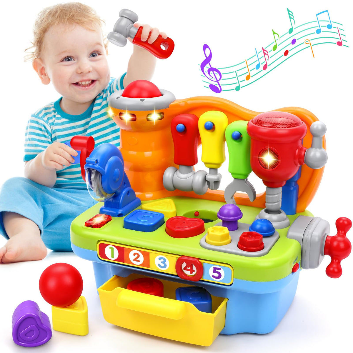 ORWINE toy workbench drill promotes safe pretend play and fine motor skills