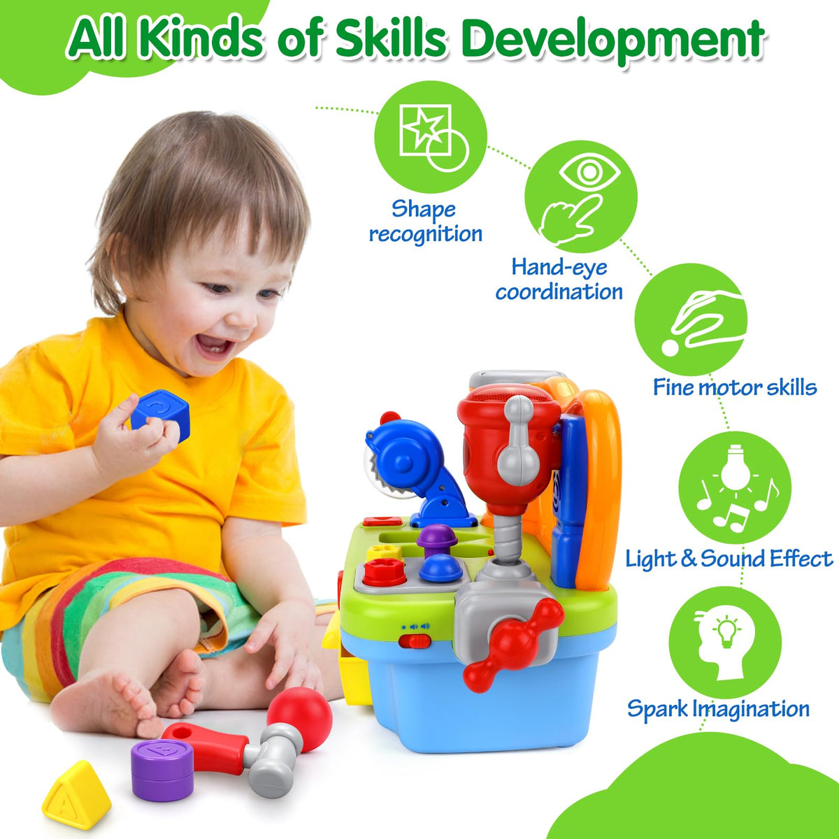 ORWINE toy workbench hammer enhances hand-eye coordination during construction play