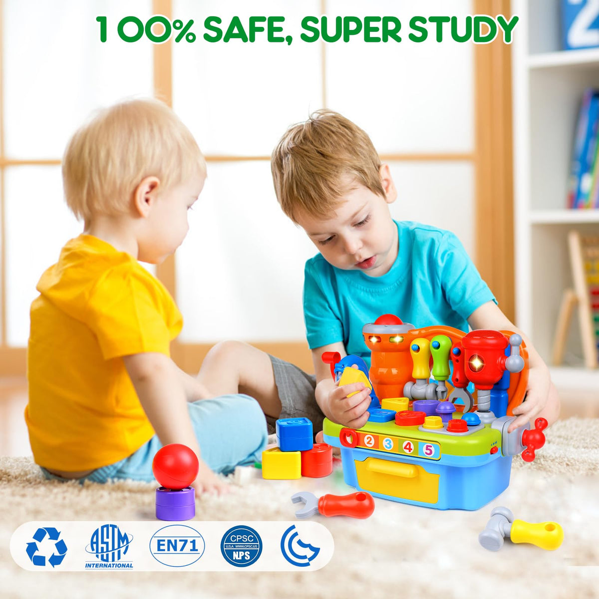 ORWINE toy workbench lights and sounds enhance interactive play sessions