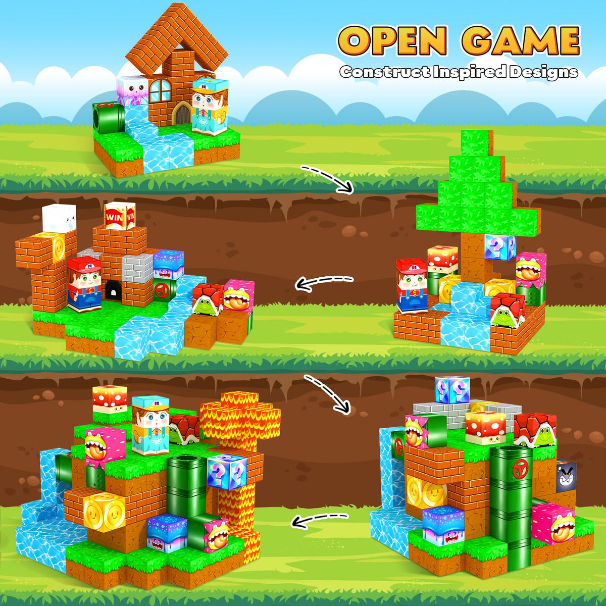 ORZbb magnetic blocks open-ended play encourages creativity and storytelling.