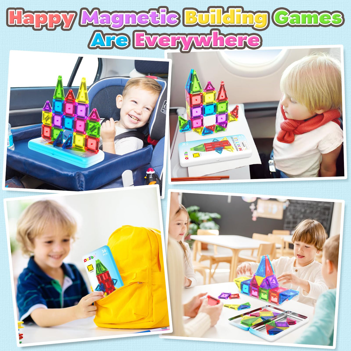 ORZbb magnetic tiles colors and shapes display to inspire creativity and spatial thinking.