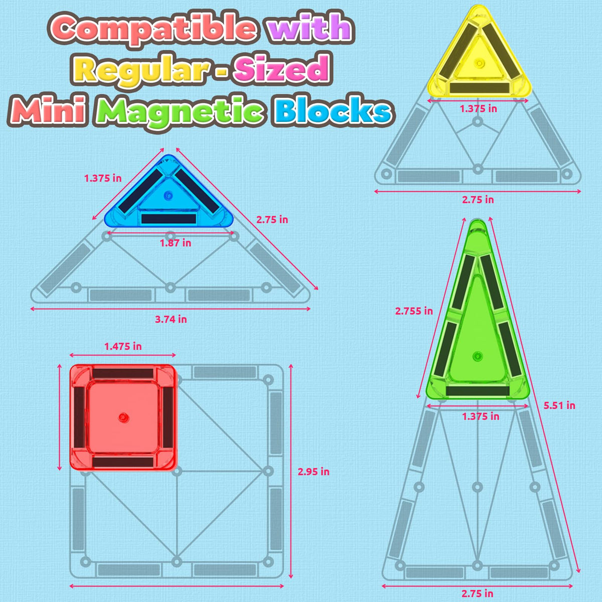 ORZbb magnetic tiles magnets close-up highlights safe, durable design.