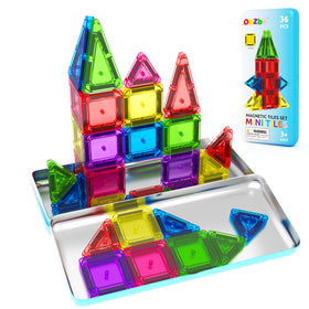ORZbb magnetic tiles mini travel box open for compact, on-the-go learning.