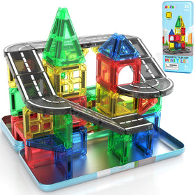 ORZbb mini magnetic tiles road case open for portable play