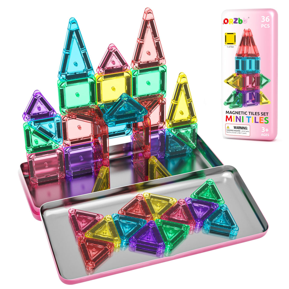 ORZbb mini magnetic tiles travel box for on-the-go creative play