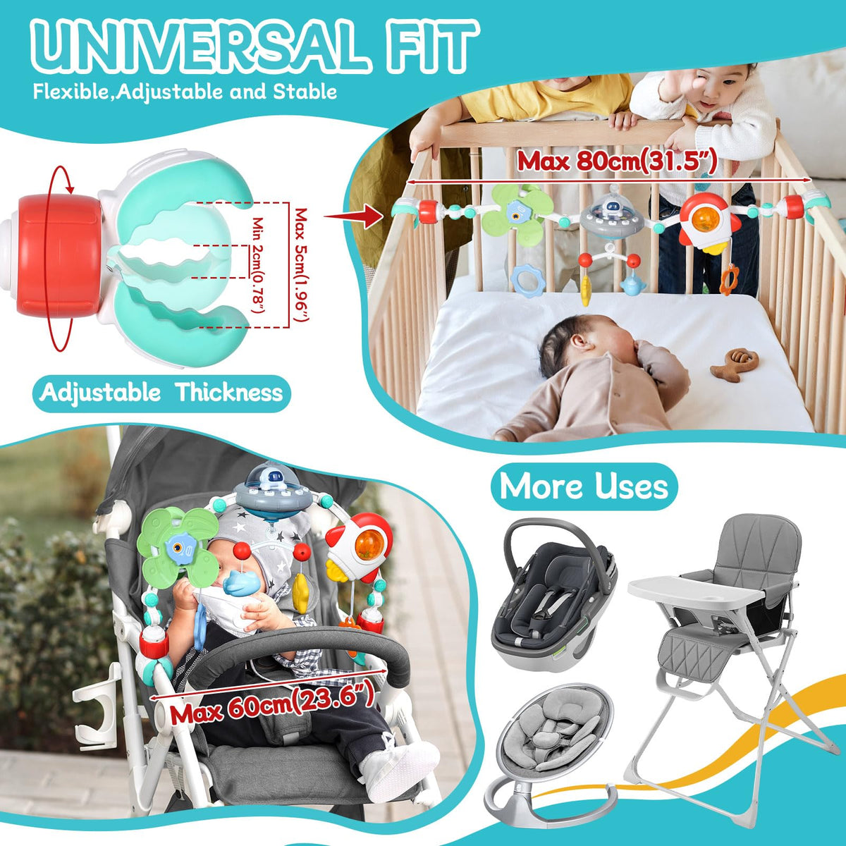 Orzbow stroller arch includes a rotating pentagram toy for cognitive play