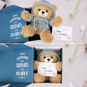 Osacoe teddy bear with removable hoodie for personalization