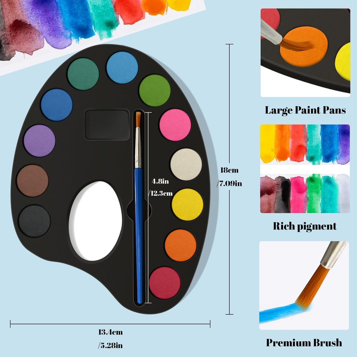OSIMIG 12 vibrant color pigments ideal for blending watercolor washes.