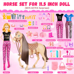 Osllate set shows a movable-head horse for dynamic riding poses.