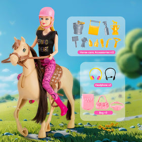 Osllate doll horse set features saddle, bridle, and reins for realistic play.