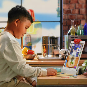 Osmo Math Wizard tablet interaction complementing physical tiles for geometry practice