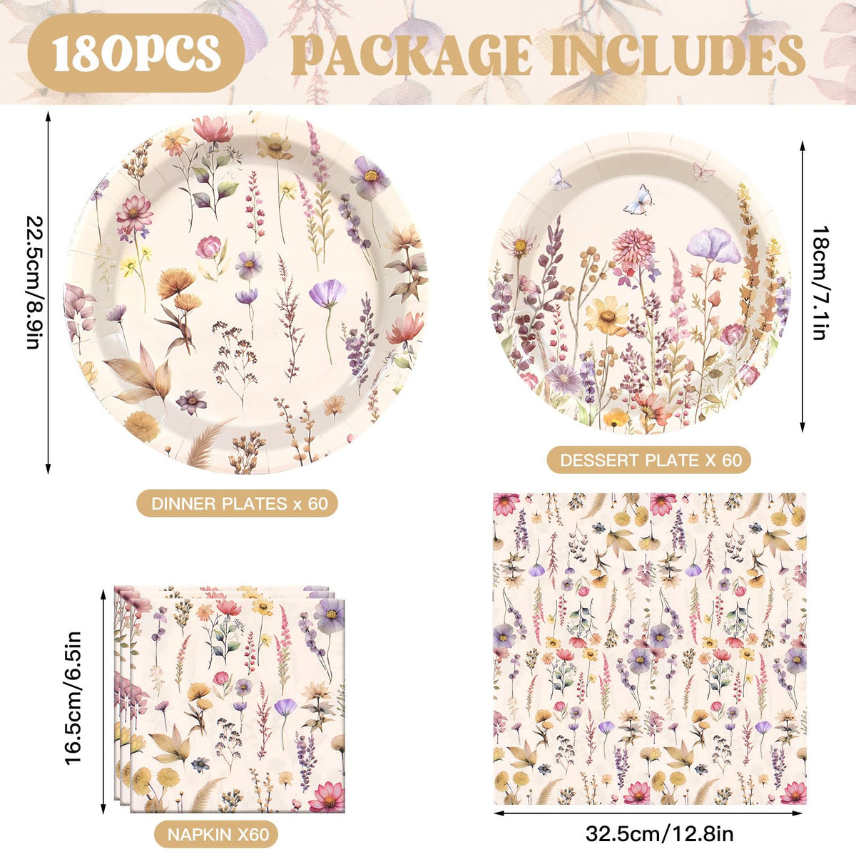 Osonm vintage wildflower 7inch dessert plates pair with main plates for cohesive dessert service.