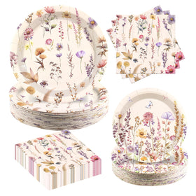 Osonm vintage wildflower 9inch plates add elegant garden decor for weddings and celebrations.