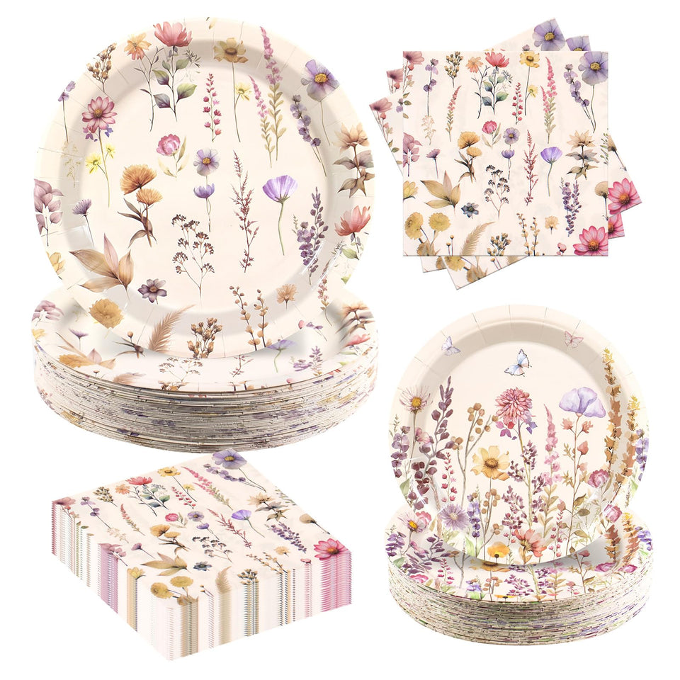 Osonm vintage wildflower 9inch plates add elegant garden decor for weddings and celebrations.
